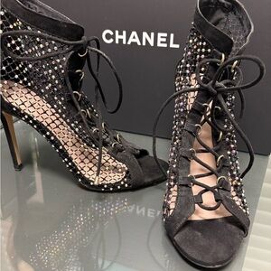 Carvella Black Mesh Crystal Heels